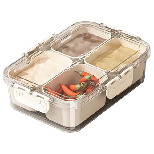 Snackbox-Behälter 4 Fach Snack Box Container mit Deckel & Sperre transparent feuchtigkeitsdichtes Gemüse Tablett Food Grade Haustier + PP Salatbar für Küche # von Xoeryoy