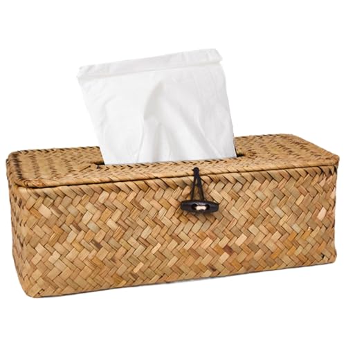 Tissue Box Cover Rechteck, Seegras-Tissue-Box-Halter mit Flip-Open-Top, dekorative Gesichtsserviettenhalter für Barthroom Küchentischtisch Schreibtisch Tissue Box Cover Rechteck, Seegras-Tissue-Box-Halter mit Flip-Open-Top, dekorative Gesichtsserviettenhalter für Barthroom Küchentischtisch Schreibtisch von Xoeryoy