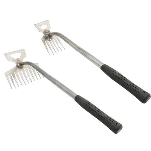Xoeryoy 2pcs Hand Unkrebswerkzeug, Dual-Head-Unkraut-Puller-Werkzeug mit rutschfestem Griff und Anti-Rust-Kopf, tragbarer manueller Gartenrake für die Pflanzung des Hinterhofs von Xoeryoy