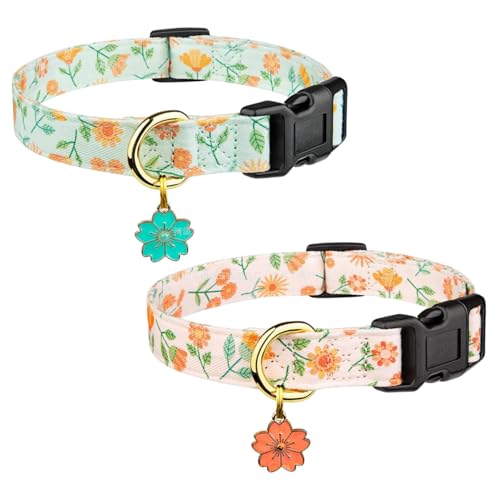 Xoeryoy 2pcs Katzenkragen Baumwolle Breakaway niedliche Kätzchenkragen verstellbare Länge Komfortable atmungsaktive Katzenversorgung für tägliches Tragen oder Party von Xoeryoy