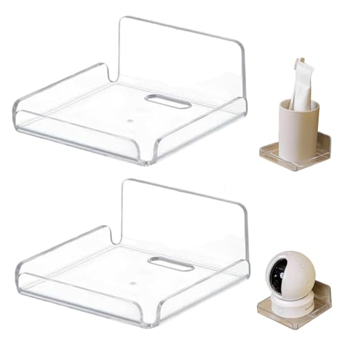 Xoeryoy 2pcs Mini schwimmendes Regal Multifunktionales Klebstoff schwimmende Regale 4x4 Zoll kleines Wandhalterungsschelfpapierkameras Bildspielzeug klare Anzeigestand für Wohnkultur von Xoeryoy