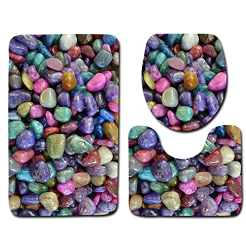 Xoeryoy 3pcs/Set Cobble Stone Marmor Nicht rutschfestes Wasser saugfähig maschinenwaschbarer Bad Teppich Kontur Matte Toilettenabdec von Xoeryoy