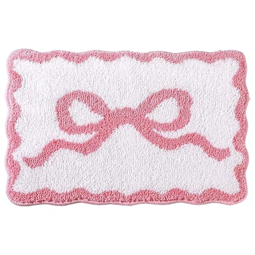 Xoeryoy Badematte, 16x24 Zoll Wasser-Absorbent Weiche Bogen-Badezimmerteppich mit Nicht rutschernem Rücken, waschbarer süßer Badmatt von Xoeryoy