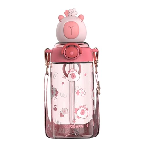 Xoeryoy Capybara Water Flasche 650 ml Leckdicht niedliche Wasserflasche mit Deckel, Silikonstroh, Capybara Topper & Gurt, Style 2## Xoeryoy Capybara Water Flasche 650 ml Leckdicht niedliche Wasserflasche mit Deckel, Silikonstroh, Capybara Topper & Gurt, Style 2## von Xoeryoy