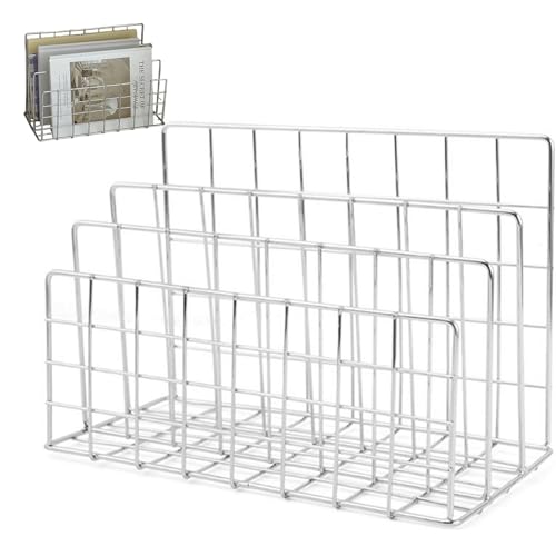 Xoeryoy Desktop-Mail-Organisator, Silver Metal Magazine Holder mit 3 Fächern, platzsparenden Schreibtisch Organizer für Briefe, Mails, Bücher, Postkarten, Broschüren Xoeryoy Desktop-Mail-Organisator, Silver Metal Magazine Holder mit 3 Fächern, platzsparenden Schreibtisch Organizer für Briefe, Mails, Bücher, Postkarten, Broschüren von Xoeryoy