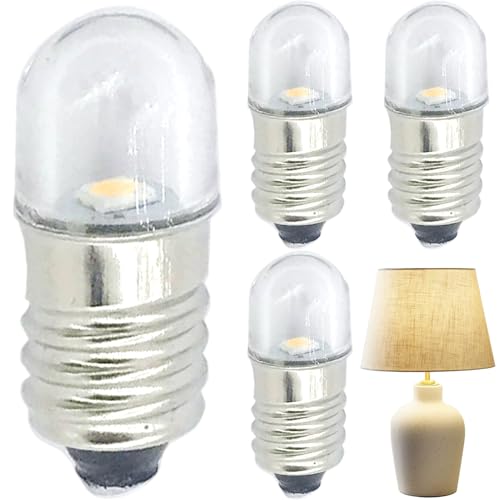 Xoeryoy E10 LED -Glühbirne 4PCS 1x0.4in 6500K 3V Ersatz E10 -Glühbirne mit transparenter Abdeckung für Taschenlampe, LED -Schild, La von Xoeryoy