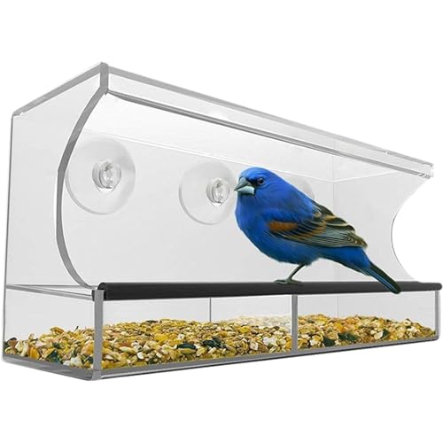 Xoeryoy Fenstervogelfutterhäuschchen mit starken Saugnäpfeln 12x4x5in Acryl Clear Vogelfutter für Fenster für die leicht zu blockierte Vogelhaus-Feeder von Xoeryoy