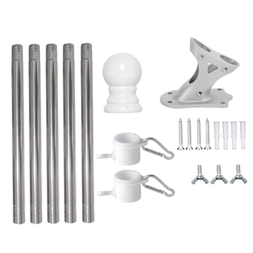 Xoeryoy Flaggenmasthalter für Außenhause, 6ft Heavy Duty Metal House Flag-Pole-Kit, verwirrungsfreies Spinning-Fahnenmast für die Dekoration der Veranda im Freien von Xoeryoy