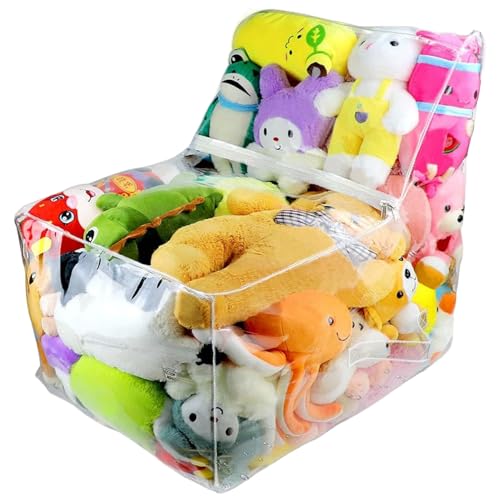 Xoeryoy Gefüllte Tierlager, staubdichtes klares PVC Reißverschluss großer Kinderstuhl, wasserdichte gefüllte Tierbohnenbeutel Speicher für die Organisation von Kindern Zimmer von Xoeryoy