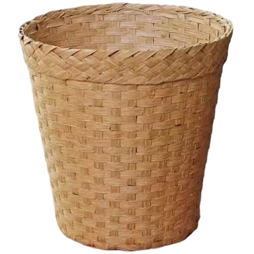 Xoeryoy Gewebter Mülleimer 7x10 Zoll kleiner gewebter Korbmüll können natürliche Strohhalm runden Desktop -Abfallpapierkorb für Badezimmer und Schlafzimmer Home Offices Style11 von Xoeryoy
