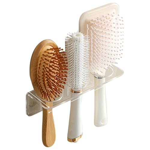 Xoeryoy Haarbürstenhalter, 2pcs klarer Haarbürsten Organizer mit 3 Löchern, adhäsive Haartruppenhalter Organizer, wasserdichtes Haarwerkzeugorganisator für Badezimmer von Xoeryoy