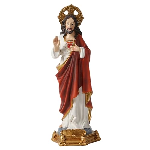 Xoeryoy Katholisches heiliges Herz der Jesu -Statue, 9 Zoll Harz Jesus Statue, Renaissance -Stil inspirierende Indoor -Weihnachtshemmungsimobiliendekoration von Xoeryoy