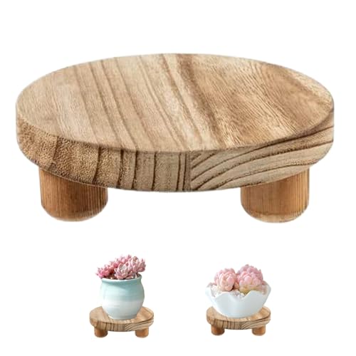 Xoeryoy Pflanzenstreifer 6 runde Holzsteiger Kleiner Pflanzenständer Innenblüten Pot Halter Pflanzer Stand Tablett Dekorative Holzkuchenständer Sockel für Garten Desktop Display# von Xoeryoy