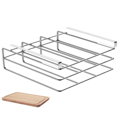 Xoeryoy Unter Schrankschneidebretthalter, 2 Schichten Choping Boardhalter, Edelstahl -Hochleistungs -Schneidebretter für Küche, Silber, Silber von Xoeryoy