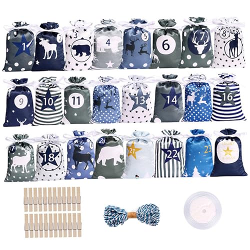 Weihnachtskalender-Taschen 1 Set Xmas-Thema Leer-Adventskalender zum Füllen mit Band, Clips und Hangsgurt 24 Tage Weihnachten Countdown für Mantel, Weihnachtsbaum# Weihnachtskalender-Taschen 1 Set Xmas-Thema Leer-Adventskalender zum Füllen mit Band, Clips und Hangsgurt 24 Tage Weihnachten Countdown für Mantel, Weihnachtsbaum# von Xoeryoy