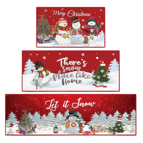 Xoeryoy Weihnachtskitchen Teppiche Sets von 3 Schneemann & Baum Weihnachten Küchenmatte Weiche absorbierende Weihnachtsenteppiche für Zuhause, Tür, Flur Xoeryoy Weihnachtskitchen Teppiche Sets von 3 Schneemann & Baum Weihnachten Küchenmatte Weiche absorbierende Weihnachtsenteppiche für Zuhause, Tür, Flur von Xoeryoy