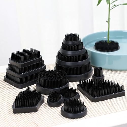 Blumenarrangement Essential schwarzer Kenzan Edelstahl-Frosch, rund, Metall, Ikebana-Nadelbasis, Blumenbefestigungswerkzeuge (Shinfu(für hohe Vase), D70 mm) von Xofuru