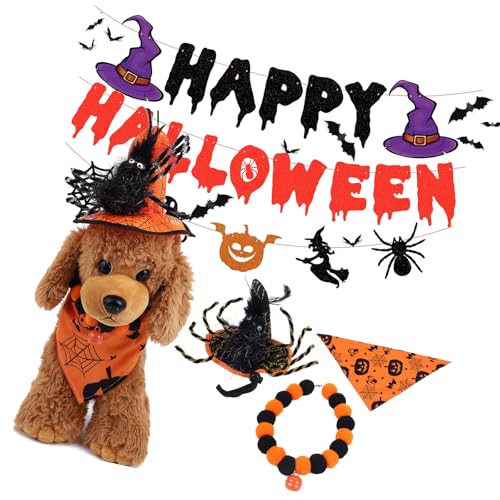 Halloween-Kostüme für Katzen und Hunde, weiches Polyester, Cosplay-Outfits, leicht zu tragen, Party-Dekorationen, verschiedene Themen, Haustier-Halloween-Outfit, 3 Stück von Xoktlde