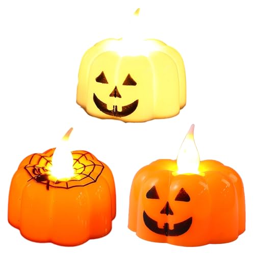 Halloween Kürbis LED Licht mit realistisch flackerndem flammenlosem Design Batteriebetrieben Indoor Outdoor Dekoration Halloween Kürbis LED Licht von Xoktlde
