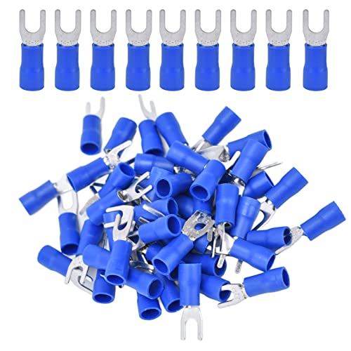 Xolsurg 50 pcs isoliertes Gabelklemmen 14‑12AWG Draht Crimpector Set Kit Equipment SV3.5-4 Blau von Xolsurg
