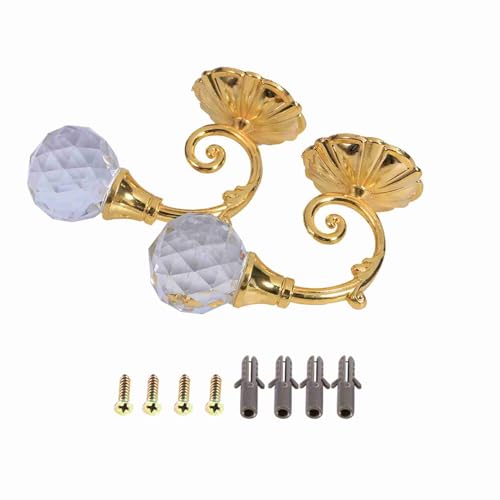 Xolsurg Crystal Glass Vorhang Holdback Metallbügel Wandfenster Drapery Tieback Hooks für ation Wohnzimmer (Gold) von Xolsurg