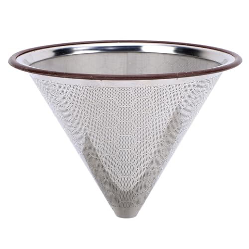 Xolsurg über Kaffee Tropfer Edelstahl Kaffeefilter papierloser wiederverwendbarer Metallkegelkaffeefilter mit Gummischlaufe für 1 bis 3 Tasse von Xolsurg