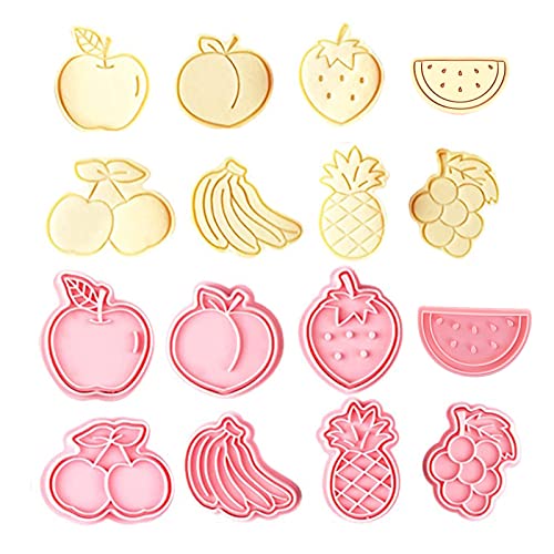Ausstechformen Kinder, Plätzchenform Obst, Plätzchen Ausstecher, 8 Stück Ausstechformen Formen, Obst Ausstecher für Kinder, 3D Plätzchen Ausstecher Kunststoff, Cookies Cutter Set für DIY Fondant von XongSyue