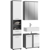 welltime Badmöbel-Set "LUCCA, 3 teilig,TOPSELLER, MDF Hochglanzfront, bestehend aus:", (Set, 3 St.), Hochschrank, Waschbeckenunterschrank, Spiegel von Welltime