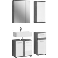 welltime Badmöbel-Set "LUCCA, 4-teilig, TOPSELLER, MDF Hochglanzfront, bestehend aus:", (Set, 4 St.), Waschbeckenunterschrank, Spiegel, Unterschrank, Hängeschrank von Welltime