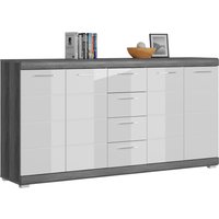 INOSIGN Kommode "Siena, Breite 165cm, 4 Türen, 4 Schubkästen, 8 Einlegeböden, 12 Fächer", Front-Rillenfräsung, Schuhkommode, Schuhschrank, Anrichte, Sideboard von Inosign