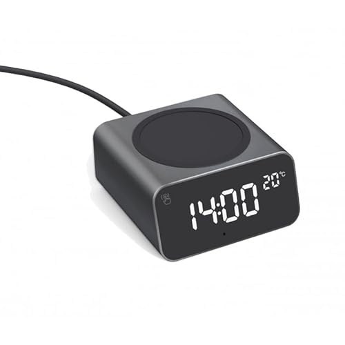 Xoopar - Digitaler Wecker Mit Schnellinduktionsladegerät 15W Mit Thermometer - Hergestellt Aus Aluminium - Recyceltes Plastik Kompatibel Mit Neuen Smartphones - REDDI Charge SCHWARZ von Xoopar