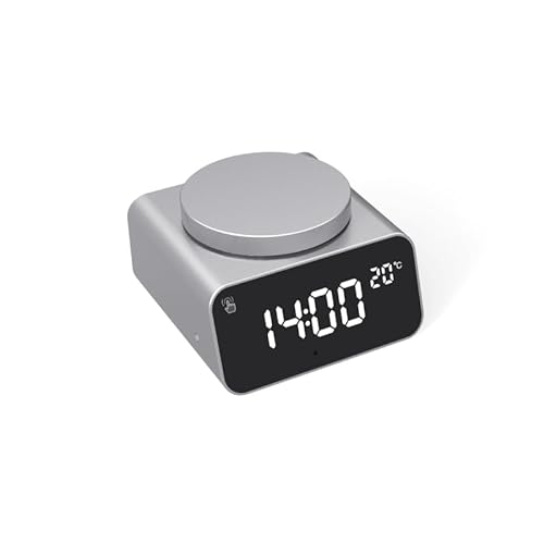 Xoopar - Heller Digitaler Wecker mit Thermometer - Automatische Einstellung von Uhrzeit und Temperatur - Alarmkonfiguration - Hergestellt aus Aluminium - Recyceltes Plastik - REDDI Alarm Silber von Xoopar