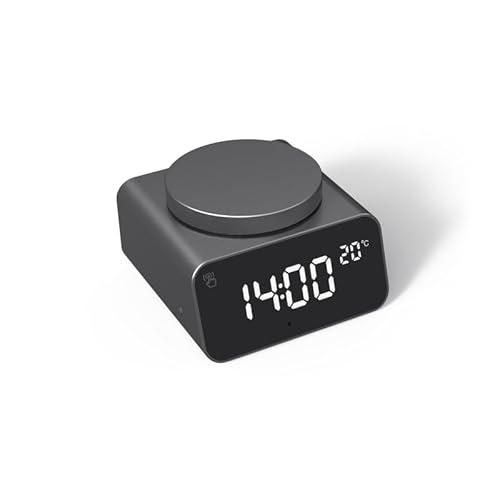 Xoopar - Helle Digitale Wecker Mit Thermometer - Automatische Einstellung Von Uhrzeit Und Temperatur - Alarmkonfiguration - Aus Aluminium - Recyceltes Plastik - REDDI Alarm SCHWARZ von Xoopar
