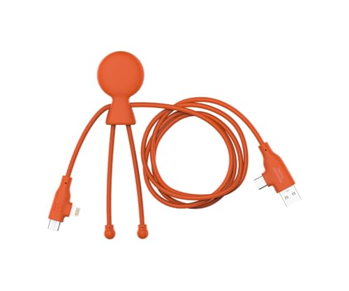 Xoopar Multi-USB-Kabel 3-in-1 – 1,20 m langes Schnellladekabel – 60 W Leistung – USB, USB-C, Lightning Anschluss – Kompatibel mit allen Smartphones Mr Bio Long Fast Orange von Xoopar