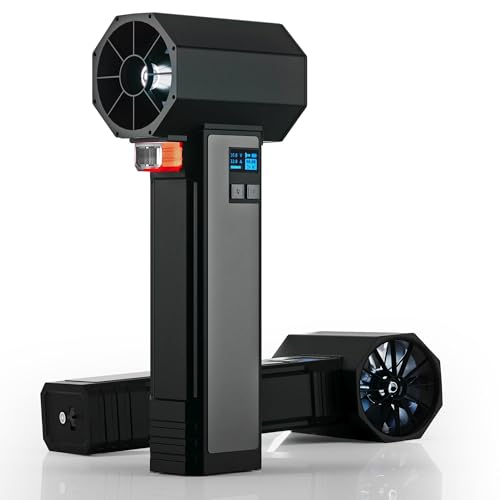 XOOPON Auto-Trocknungsgebläse mit LED-Licht, Luftgebläse für die Autotrocknung, sofortiger Schub von 1600G und 220MPH, 4 Geschwindigkeiten, tragbares elektrisches Laubgebläse (dunkelschwarz) von Xoopon