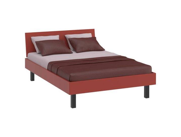 Xora BETT Primolar, Rot, Koralle, Metall, Höhe ca. 15 cm, 140x200 cm, in verschiedenen Holzdekoren erhältlich, Größen für Lattenrost geeignet, von Xora