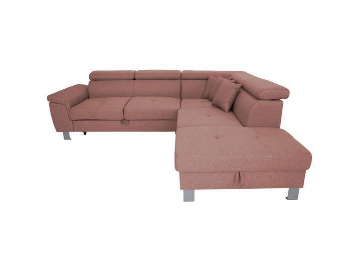 Xora ECKSOFA, Hellrot, 4-Sitzer, Füllung: Schaumstoff, L-Form, Ottomane rechts, 257x226 cm, Stoffauswahl, seitenverkehrt erhältlich, Rücken echt, von Xora