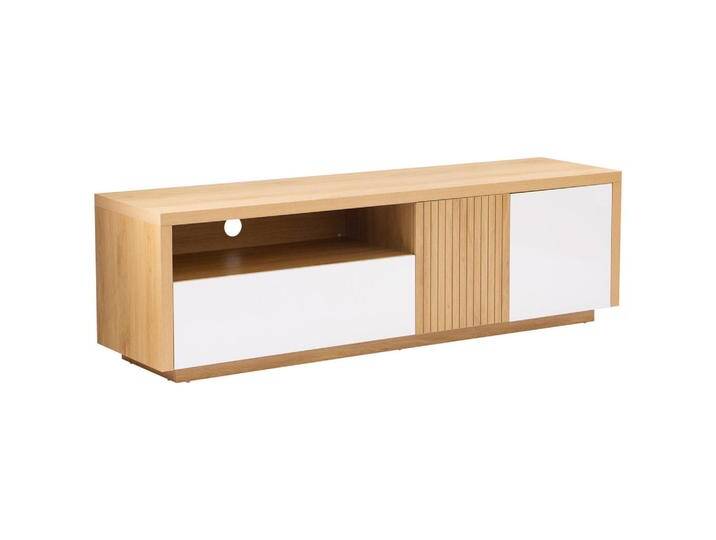 Xora LOWBOARD, Eiche, Weiß Hochglanz, 1 Fächer, 1 Schubladen, 162x49x40 cm, Wohnzimmer, Wohnwände, Lowboards von Xora