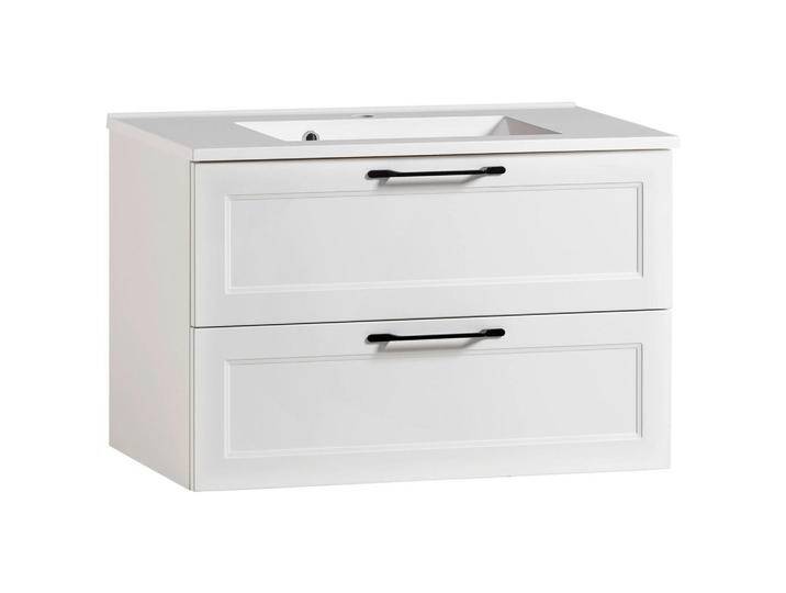 Xora WASCHTISCHKOMBI Enna, Weiß, Metall, 2 Schubladen, 80 cm, Made in Germany, hängend, Typenauswahl, Badezimmer, Waschbecken & Armaturen, Waschtische von Xora
