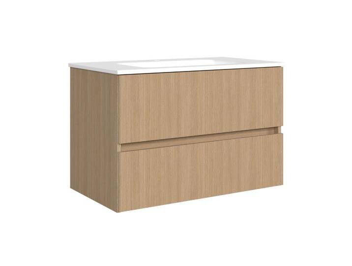 Xora WASCHTISCHKOMBI TOULON, Weiß, Eiche, Schichtholz, 2 Schubladen, 80 cm, Made in Germany, hängend, Badezimmer, Waschbecken & Armaturen, Waschtische von Xora