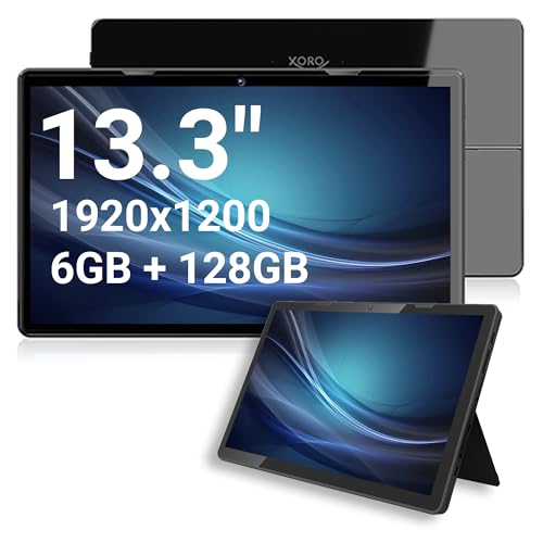 13.3 Zoll XORO MegaPAD 1333 Pro TabletPC mit FullHD IPS Display, Android 13, 10.000 mAh Akku, 2.0GHz 64Bit OctaCore CPU, 6 GB RAM, 128 GB Flash, 5G WiFi, Bluetooth, Kartenleser, 5 MP Kamera, USB-C von Xoro