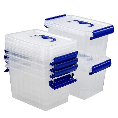 Xowine 3 L Aufbewahrungsbox aus durchsichtigem Kunststoff, Set mit 6 kleinen Verriegelungsbox-Behältern mit Deckel von Xowine