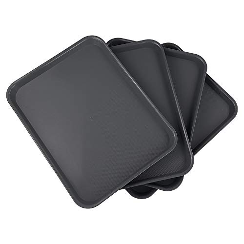 Xowine 4 Stück Serviertablet Schwarz Kerzentablett, Frühstückstabletts aus Kunststoff, Cafeteria-tabletts aus Kunststoff, Grau von Xowine