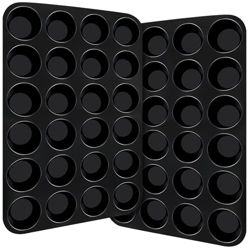 Xpieoyrm 2 Stück Große Muffinform aus Silikon für 24 Muffins, Silikon Cupcake Pan Set, Antihaft Muffinblech Antihaft Backblech Backform für Mini Cupcakes, Brownies, Leicht zu Reinigen von Xpieoyrm