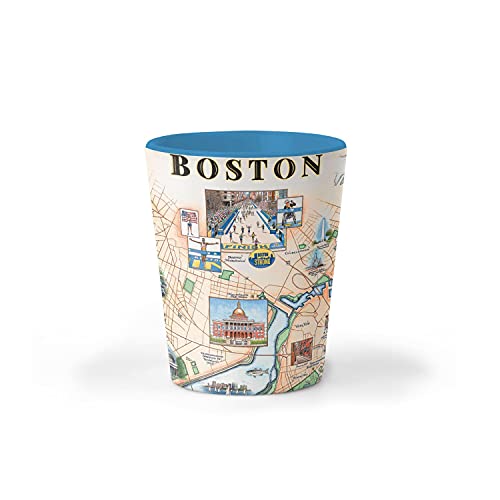 Boston Stadtkarte Keramik-Schnapsglas, BPA-frei, für Büro, Zuhause, Geschenk, Party, langlebig und fasst 42,5 ml Flüssigkeit von Xplorer Maps