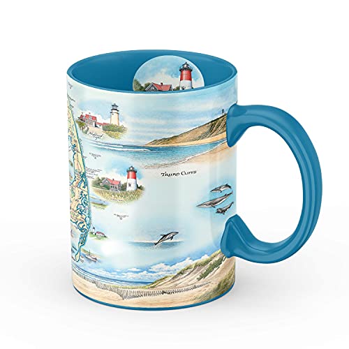 Cape Cod Map Keramiktasse (groß, 473 ml), Kaffeetasse, Tee, Kakao, heiße Schokolade, gebrühte Tassen und kalte Getränke, BPA-frei – für Büro, Zuhause, Geschenk (einzelne Tasse) von Xplorer Maps