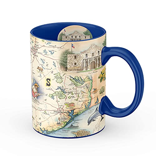 Texas State Map Keramiktasse (groß, 473 ml), Kaffeetasse, Tee, Kakao, heiße Schokolade, gebrühte Tassen und kalte Getränke, BPA-frei – für Büro, Zuhause, Geschenk (einzelne Tasse) von Xplorer Maps