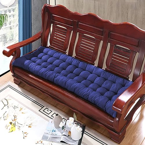 Xpnit Dicke Baumwolle Bank Sitzkissen 2/3 Sitzer, 8cm Dicke Lange Bank Sitzkissen Sofa Bodenkissen Pad für Haus Garten Indoor Outdoor (100x50cm,Dunkelblau) von Xpnit