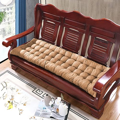 Xpnit Dicke Baumwolle Bank Sitzkissen 2/3 Sitzer, 8cm Dicke Lange Bank Sitzkissen Sofa Bodenkissen Pad für Haus Garten Indoor Outdoor (120x50cm,Beige) von Xpnit