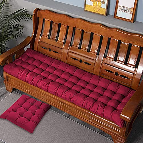 Xpnit Dickes Bankkissen, 2- und 3-Sitzer, Baumwolle, Kissen für Gartenbank, 100 cm/110 cm/120 cm, rechteckig, für drinnen und draußen (100 x 40 cm, Rot) von Xpnit